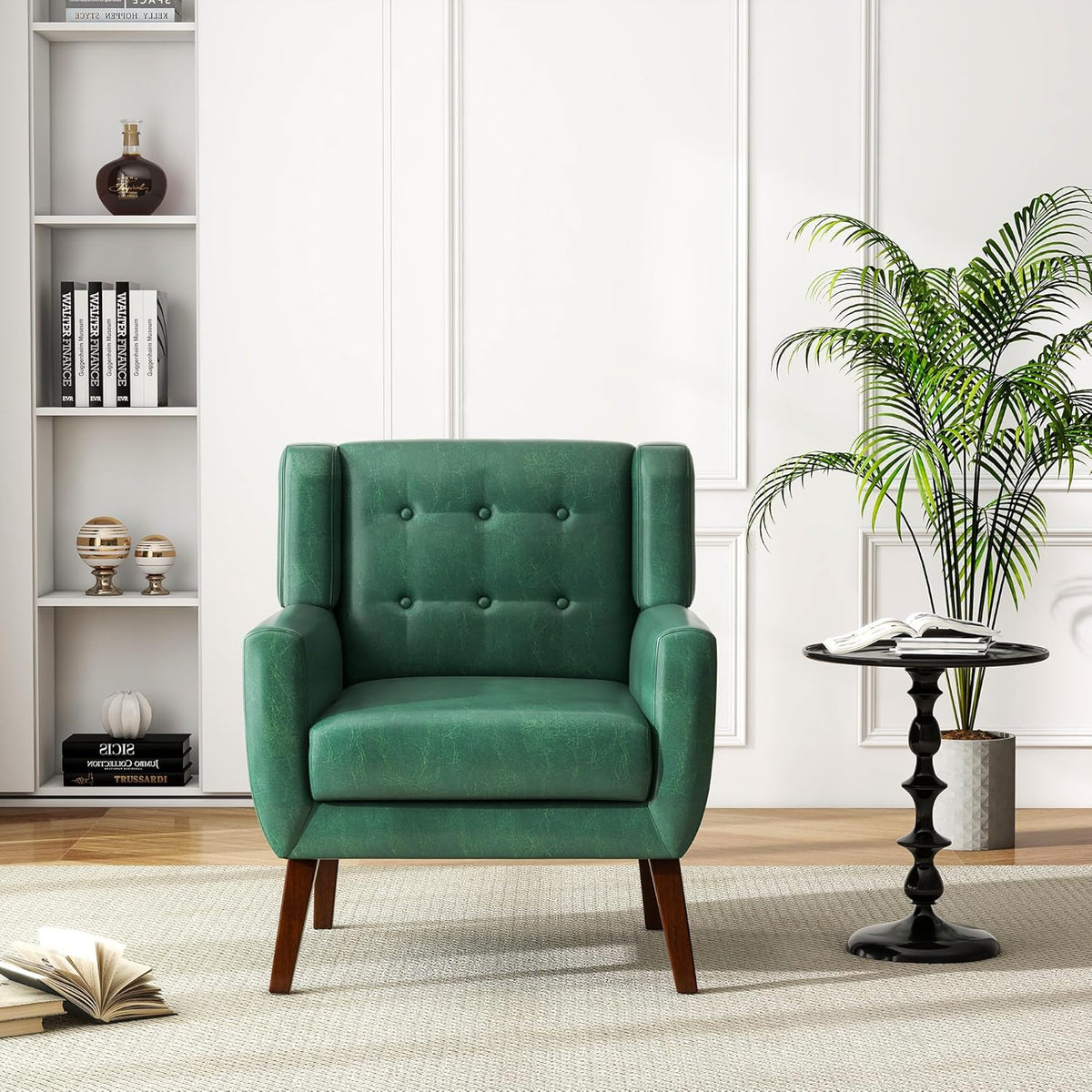UIXE PU Leather Accent Chairs Set of 2, Modern Arm Club Chair Upholstered Armchair for Living Room