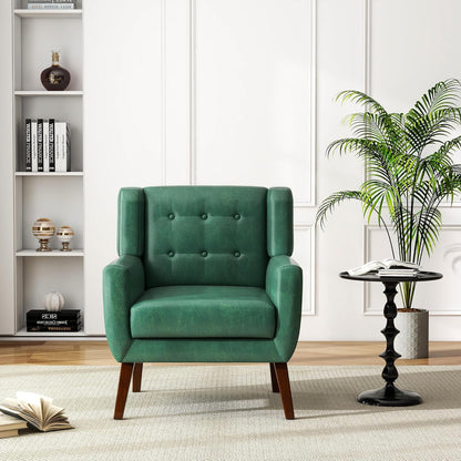 UIXE Faux Leather Accent Chair, Modern Arm Club Chair Upholstered Armchair for Living Room, Comfy