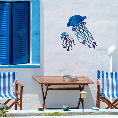 noxozoqm Metal Jellyfish Wall Decor (2 in 1), Ocean Themed Jellyfish Bathroom Decorations, Colorful