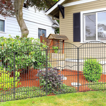 Decorative Garden Fence 6 Panels 14.8 ft (L)×38in (H) Metal Garden Fences, No Dig Animal Barrier