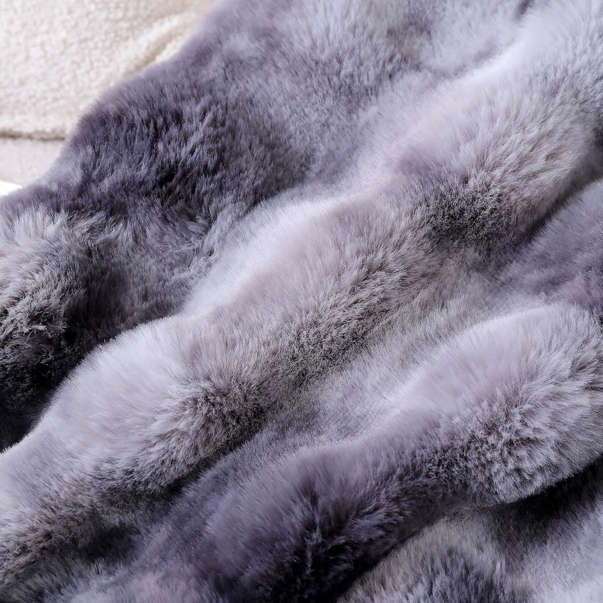 UKELER Soft Faux Fur Throw Blanket 50''x60'' Dark Grey Reversible Shaggy Blanket Plush Thick Fluffy
