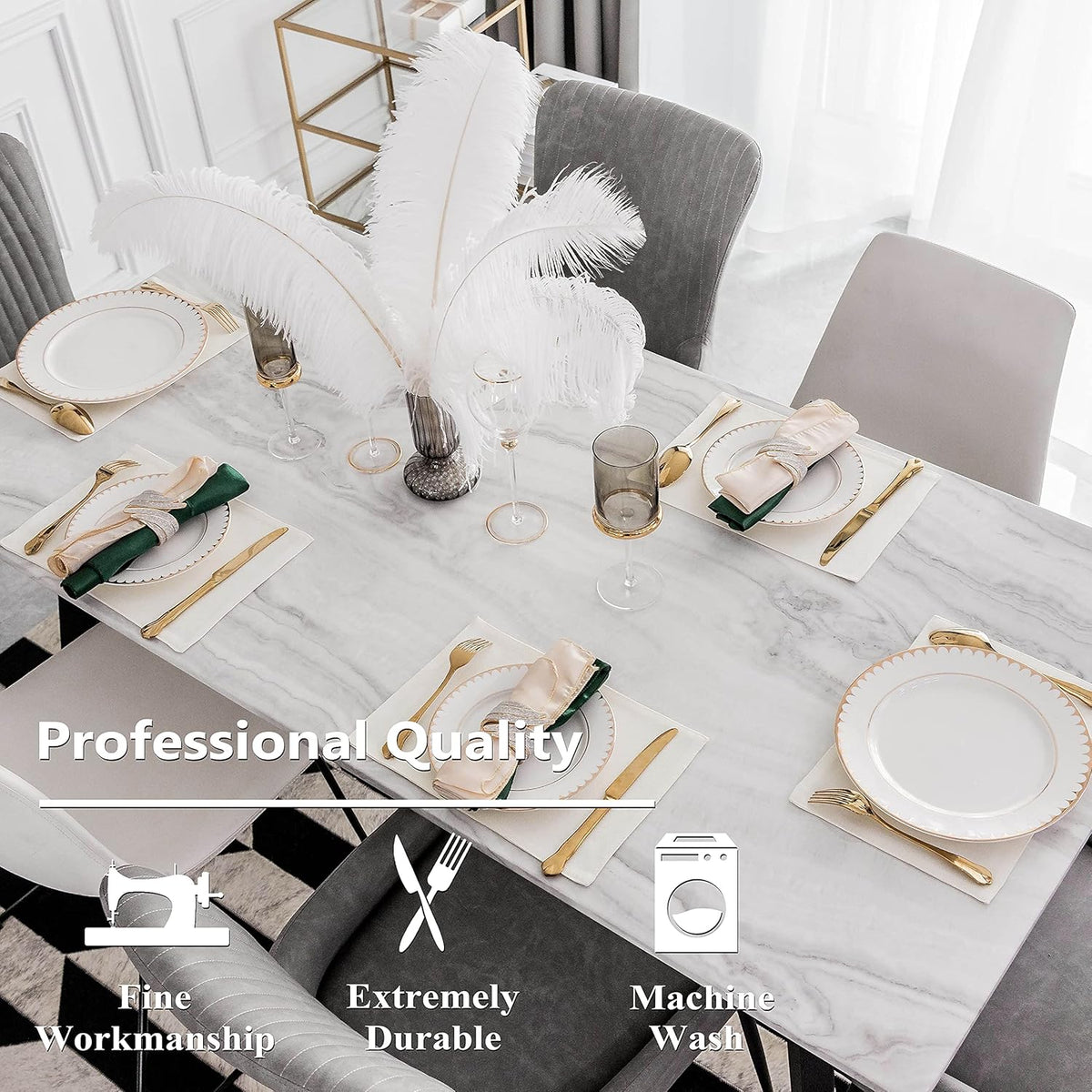 Home Brilliant Place Mats Indoor Set of 6 Cloth Place Mat Heat Resistant Dining Table Place Mats