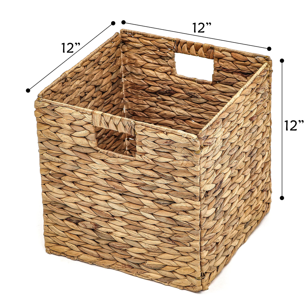 Foldable Hyacinth Storage Basket with Iron Wire Frame By Trademark Innovations (Set of 2)