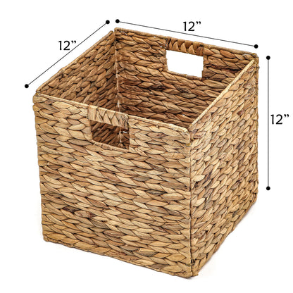 Foldable Hyacinth Storage Basket with Iron Wire Frame By Trademark Innovations (Set of 2)