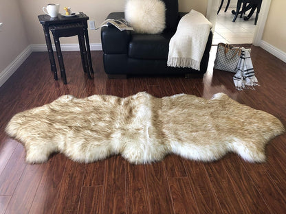 LAMBZY Faux Sheepskin Hypoallergenic Free Shape Silky Shag Rug, Luxury Shaggy Silky Plush Carpet