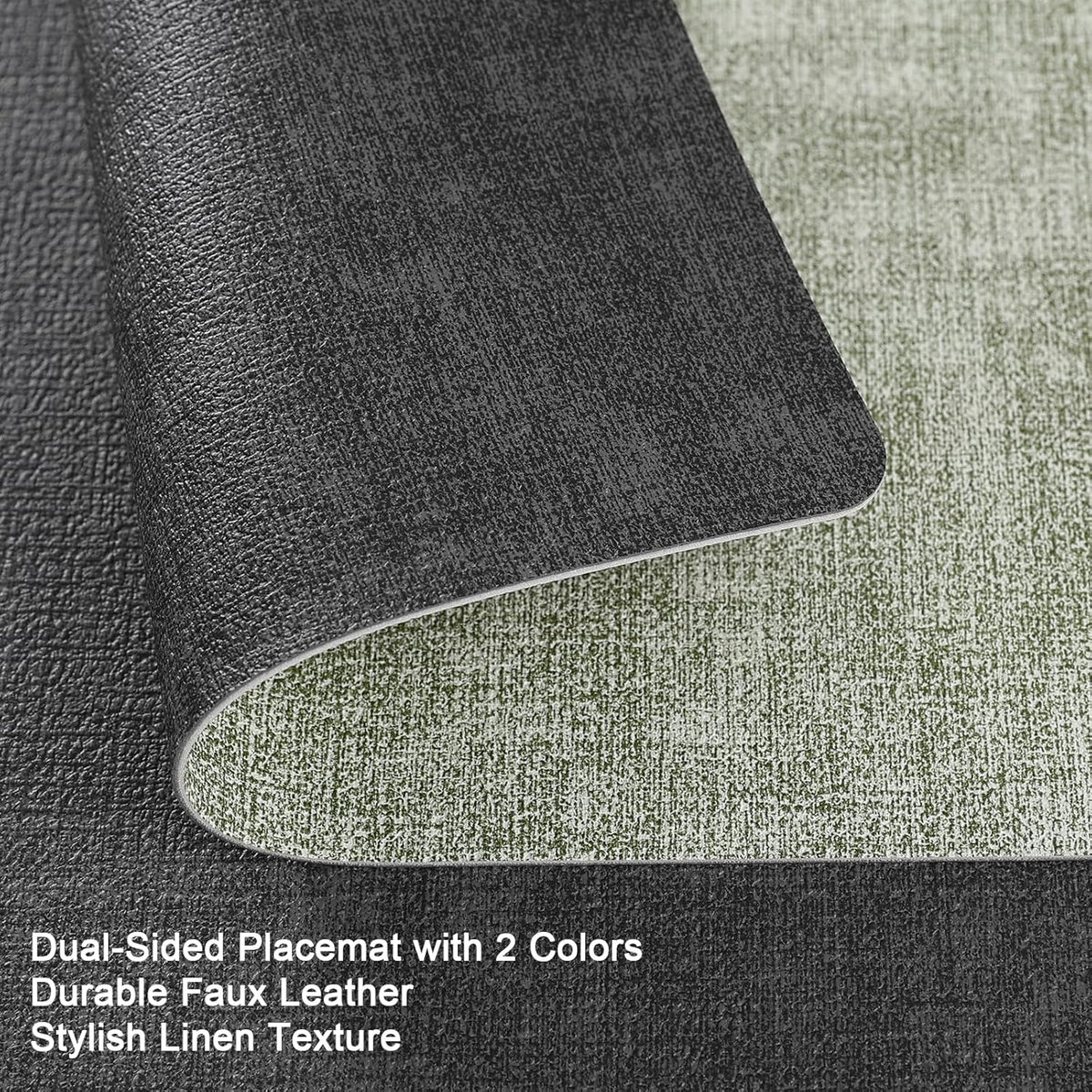 Myir JUN Placemats Dual Sided, Faux Leather Place Mats Set of 4 Indoor Placemat for Dining Table