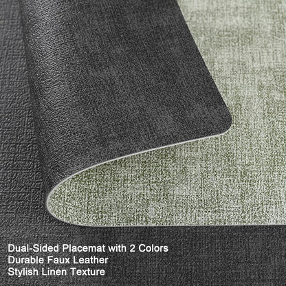 Myir JUN Placemats Dual Sided, Faux Leather Place Mats Set of 4 Indoor Placemat for Dining Table