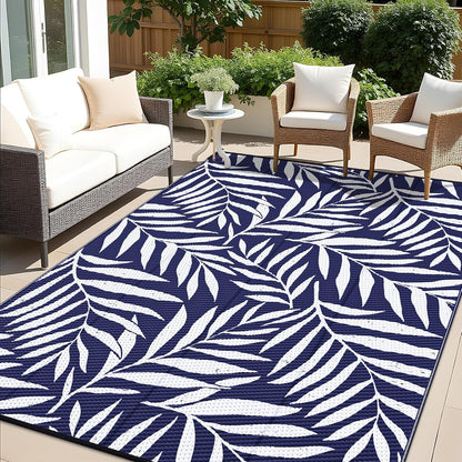 OLANLY Waterproof Outdoor Rug 6x9 ft, Reversible Outdoor Plastic Straw Rug with Leaf Pattern, RV