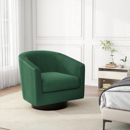 Swivel Barrel Accent Chair, Modern Round Corduroy Fabric Arm Chair for Living Room, Bedroom, Comfy