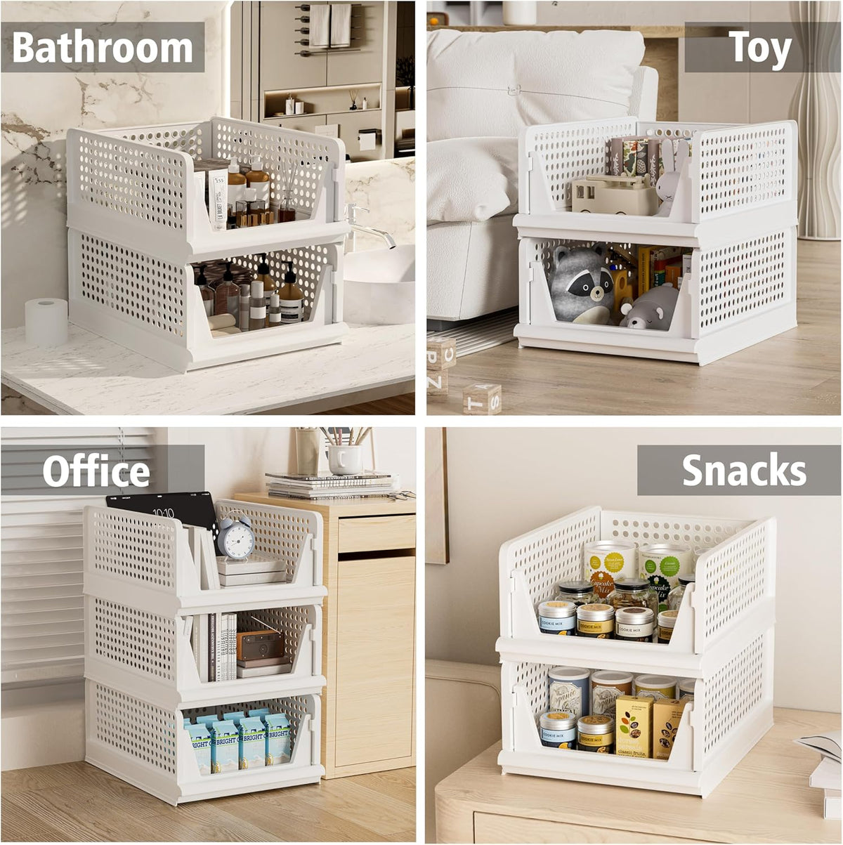 Stackable Plastic Storage Basket Closet Organizer Bin Foldable Clothes Organizer Storage Drawer