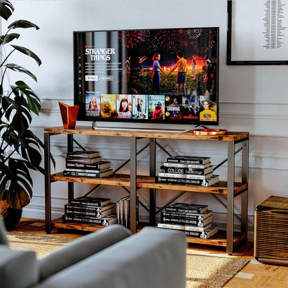 IRONCK Rustic Entryway Console Table, Long Hallway Table 55 in 3-Tier, TV Stand Entertainment