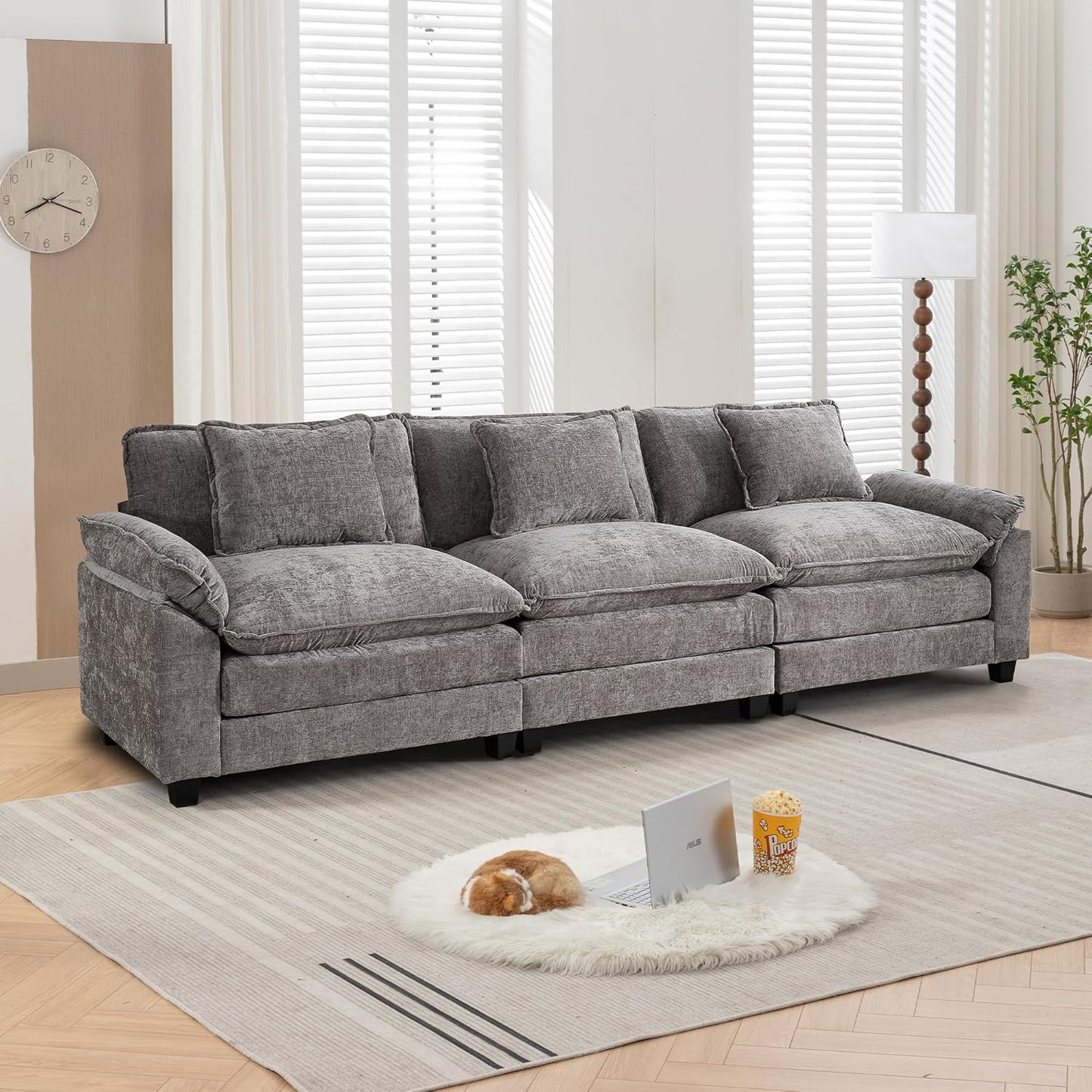 URRED Modular Sectional Sofa Comfy Cloud Couch, Modern Chenille Sofa Sleeper Deep Seat Couches with