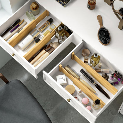 BAMEOS 4 PCS Bamboo Drawer Divider Adjustable Drawer Dividers Kitchen Drawer Organization Utensil