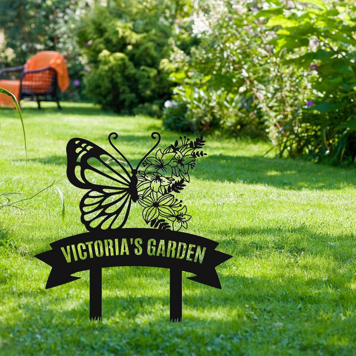 Personalized Metal Garden Sign with Stake, Custom Garden Decor for Outdoor, Custom Family Name