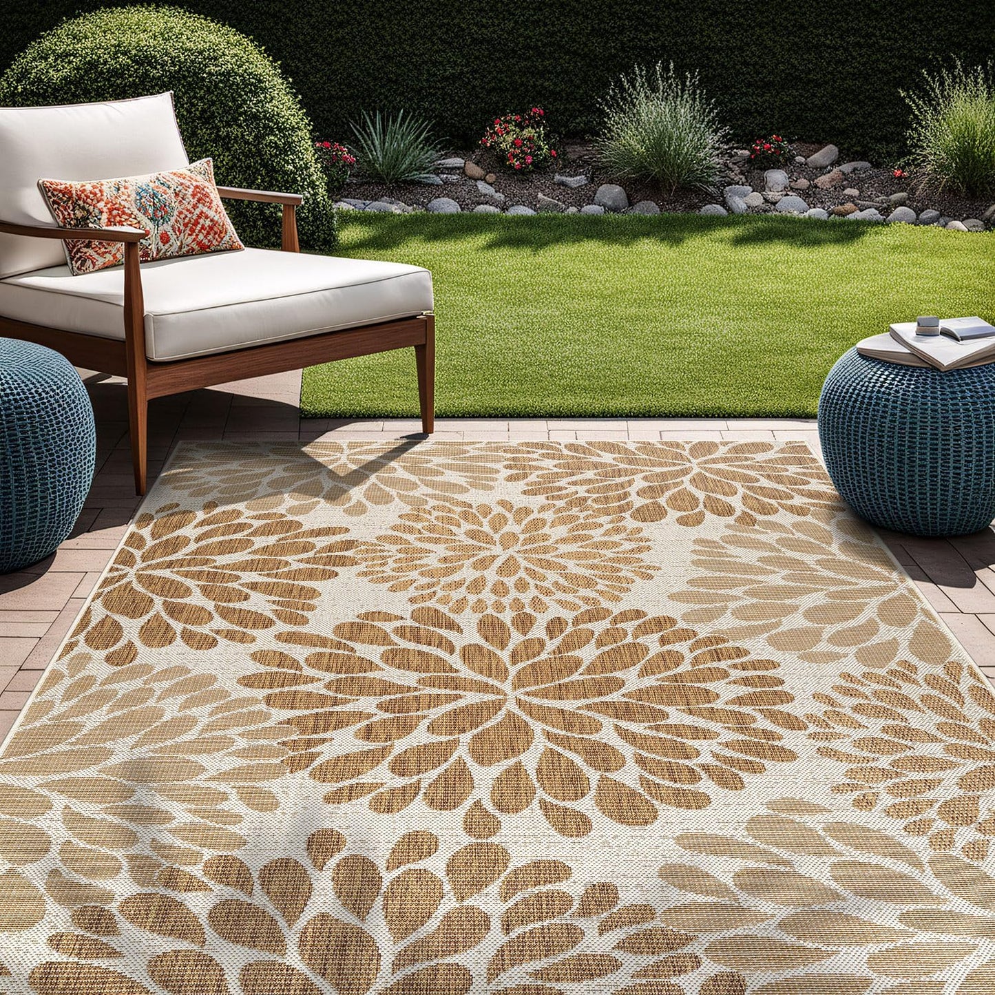 Beverly Rug Outdoor Rug 10x14 Modern Exotic Tropical Leaf Area Rugs for Indoor and Outdoor Patio