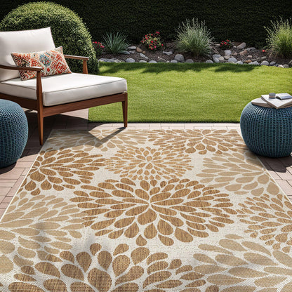Beverly Rug Outdoor Rug 10x14 Modern Exotic Tropical Leaf Area Rugs for Indoor and Outdoor Patio