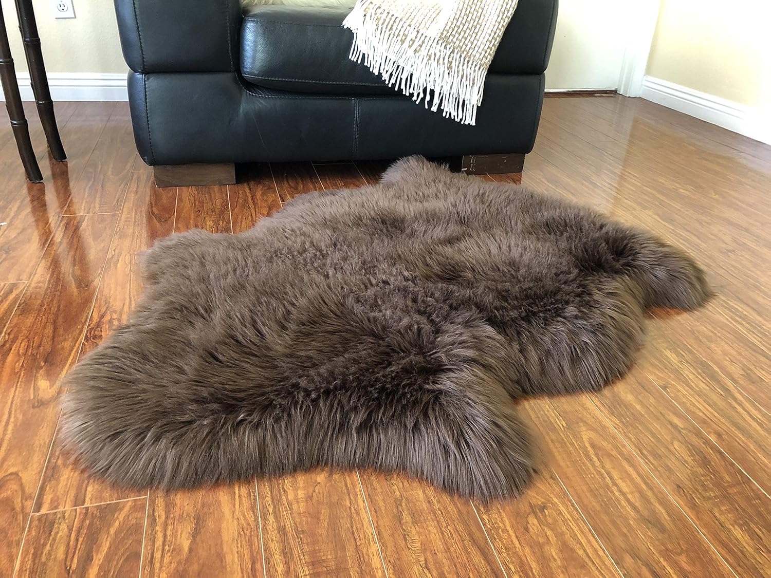 LAMBZY Faux Sheepskin Hypoallergenic Free Shape Silky Shag Rug, Luxury Shaggy Silky Plush Carpet