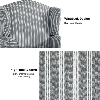 Accent Chair, High Back Upholstered Armchair with High Resilience Sponge & Wood Legs, Mid-Century