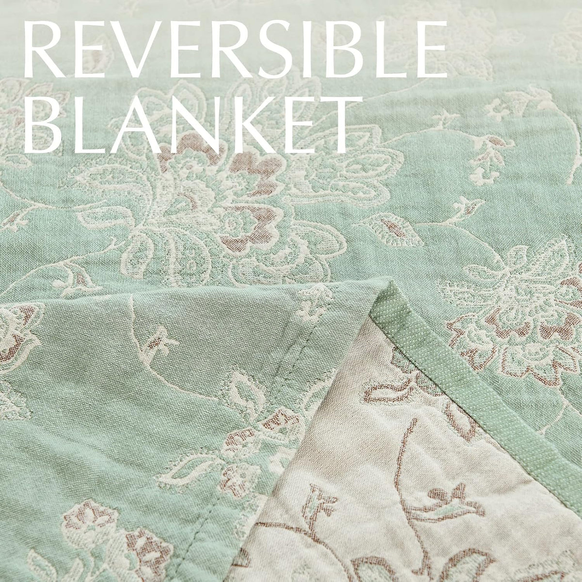 jinchan Boho 100% Cotton Muslin Queen Size 80x90 Inches Blanket Lightweight 4-Layer Quilted Soft
