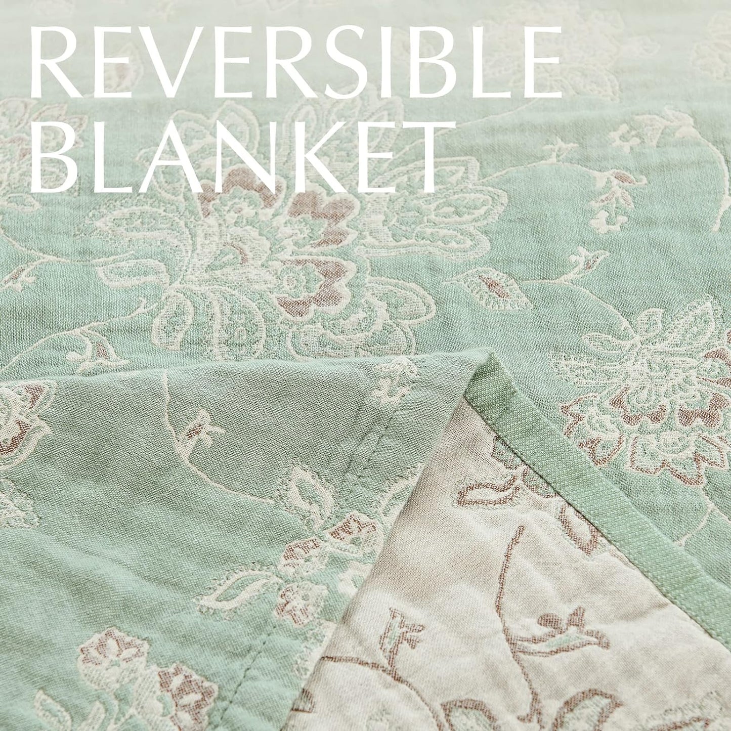 jinchan Boho 100% Cotton Muslin Twin Size 50x60 Inches Blanket Lightweight 4-Layer Quilted Soft