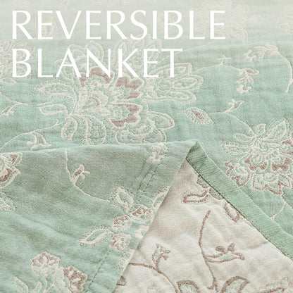 jinchan Boho 100% Cotton Muslin Twin Size 50x60 Inches Blanket Lightweight 4-Layer Quilted Soft
