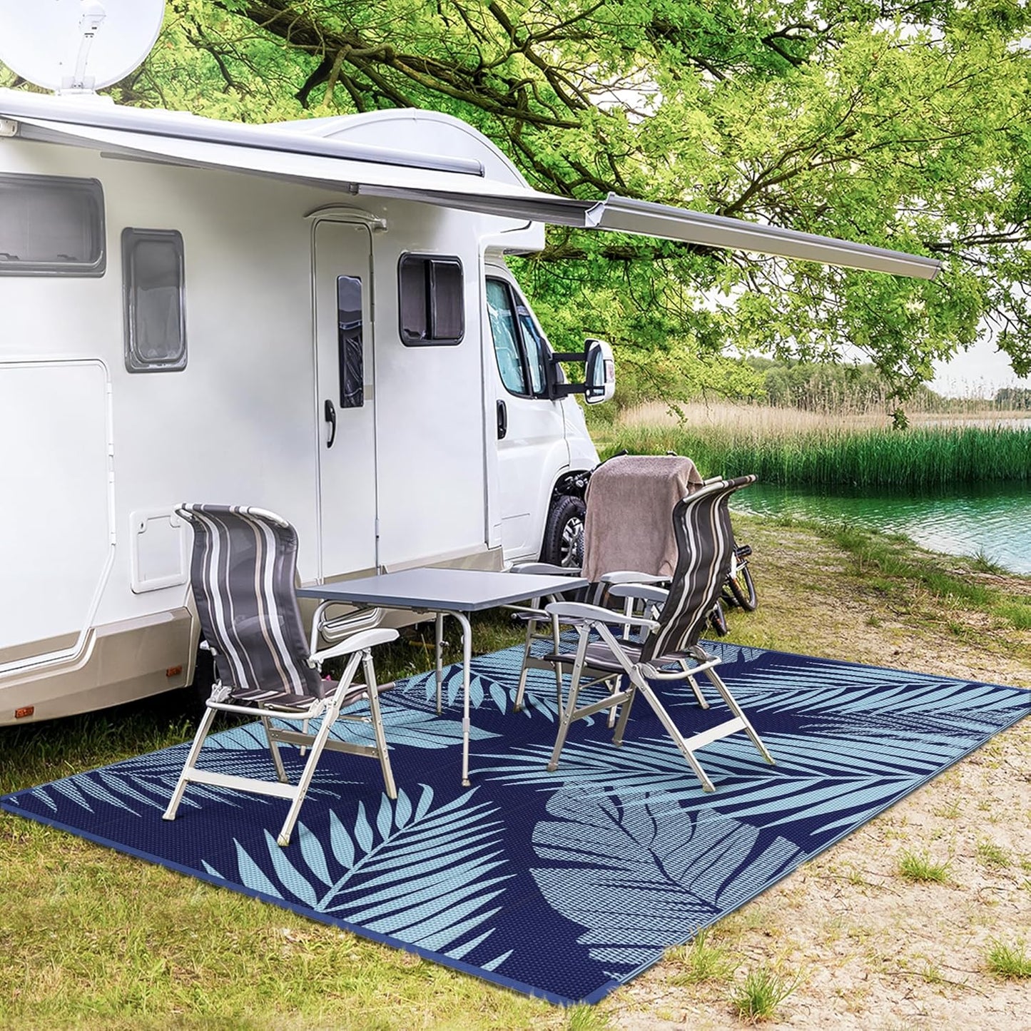 GENIMO Outdoor Rug 5' x 8' Waterproof for Patios Clearance, Reversible Outdoor Plastic Straw