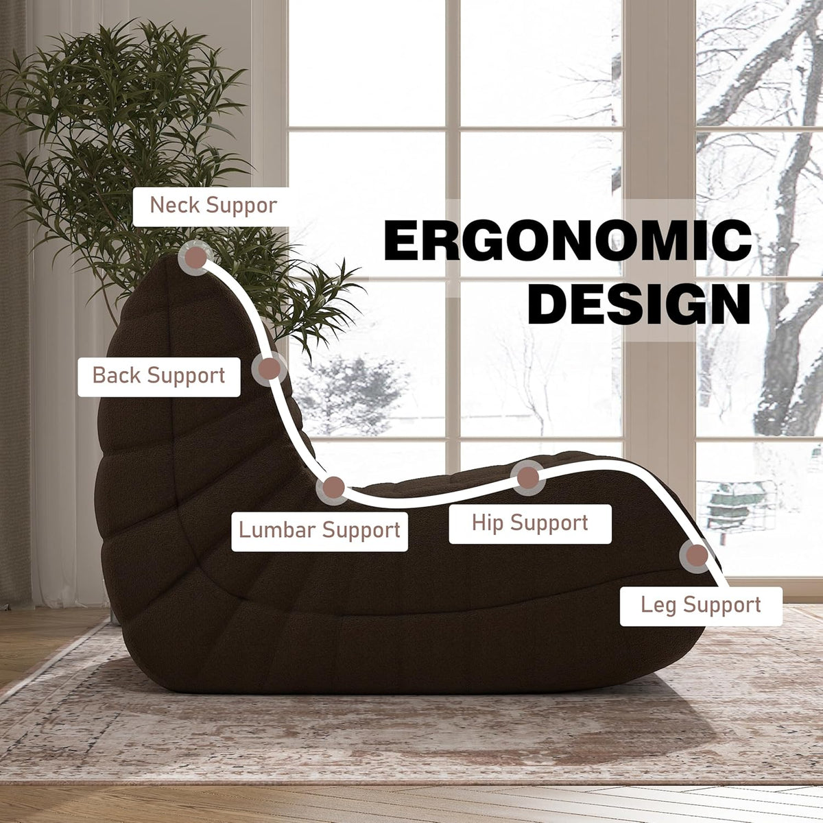 Bean Bag Chair, Memory Foam Bean Bag Sofa Large Bean Bag Chair for Adults, Bean Bag Chairs for