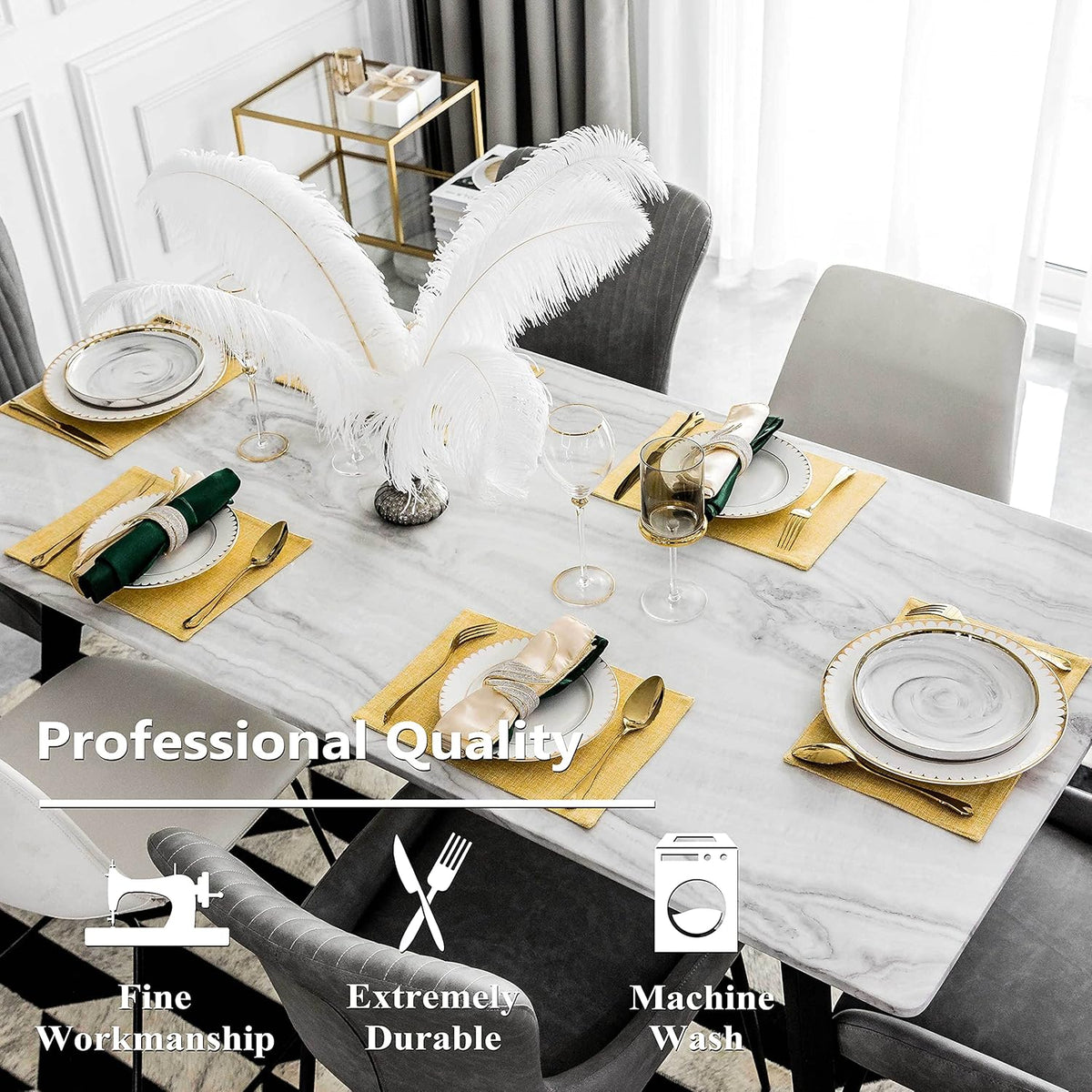 Home Brilliant Cloth Placemats Set of 4 Linen Placemat Washable Heat Resistant Dining Table Place