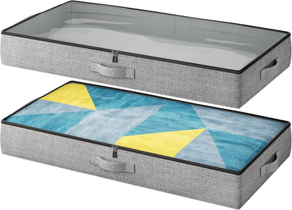 2-Pack Under Bed Storage Containers, 4.5 Inches Tall Low Profile Underbed Clothes Storage Organizer