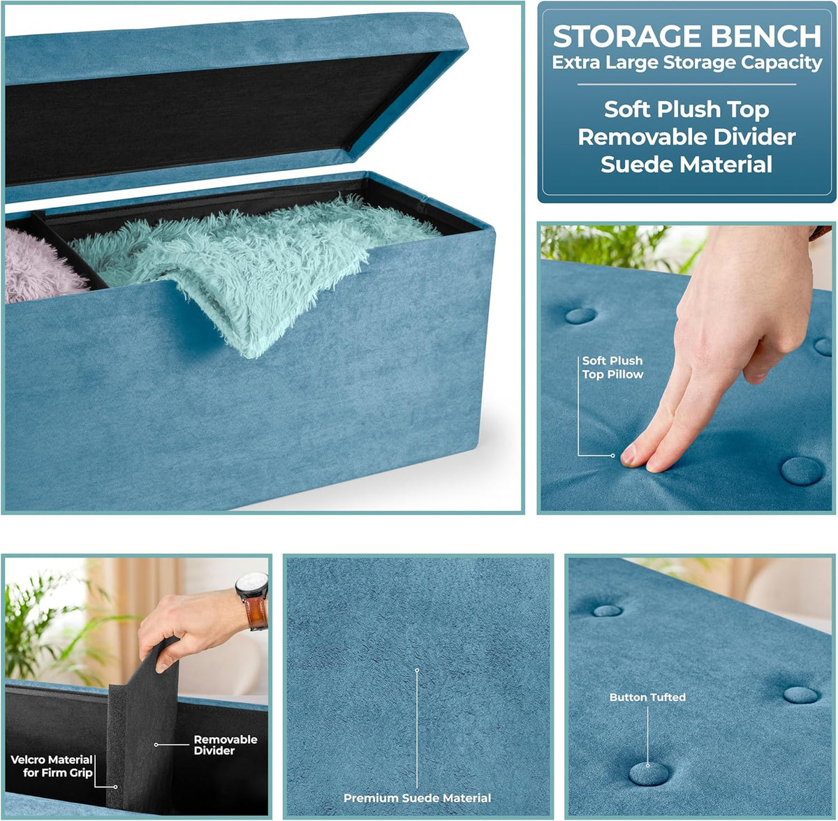 Sorbus Storage Ottoman Bench – Collapsible/Folding Bench Chest with Cover – Perfect Toy and Shoe