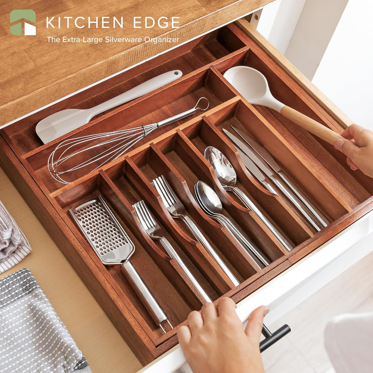 Premium Silverware, Flatware and Utensil Organizer for Kitchen Drawers, Food-Safe Contract Grade