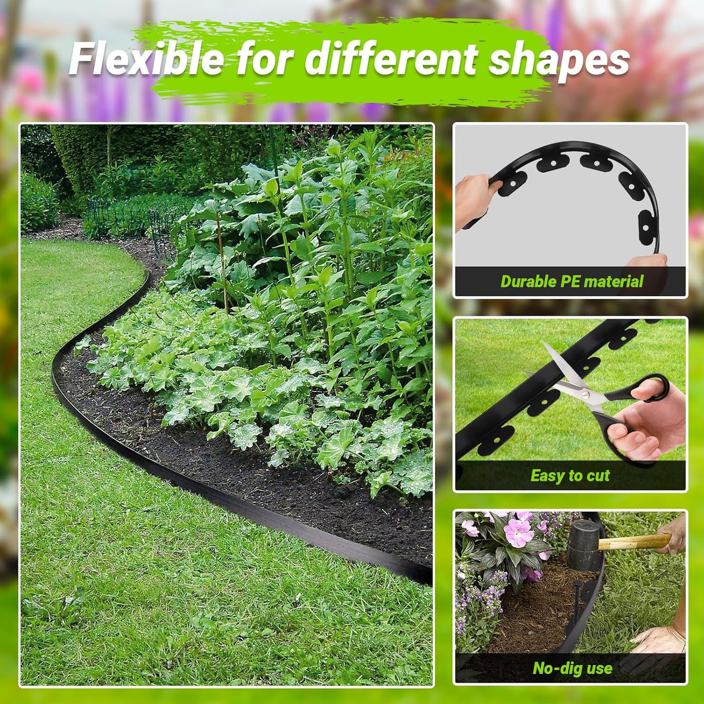Greaner Edging for Landscaping 2 Inch Tall, 66FT Garden Edger Border, Landscaping Edging Border