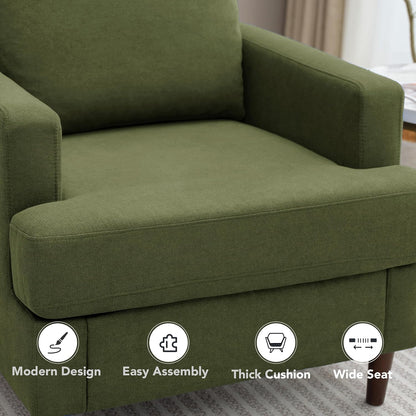 Mid-Century Accent Chair,Modern Linen Fabric Armchair for Living Room,Comfy Upholstered Reading