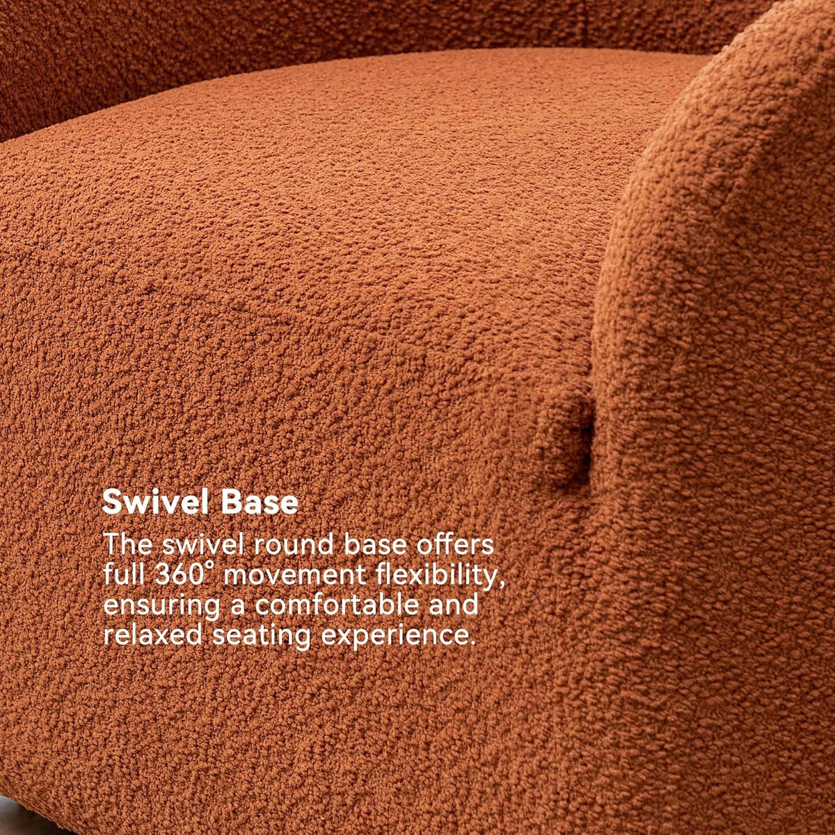 KINWELL 32" Wide Swivel Boucle Accent Chair Armchair, No Assembly Mid-Century Modern Round