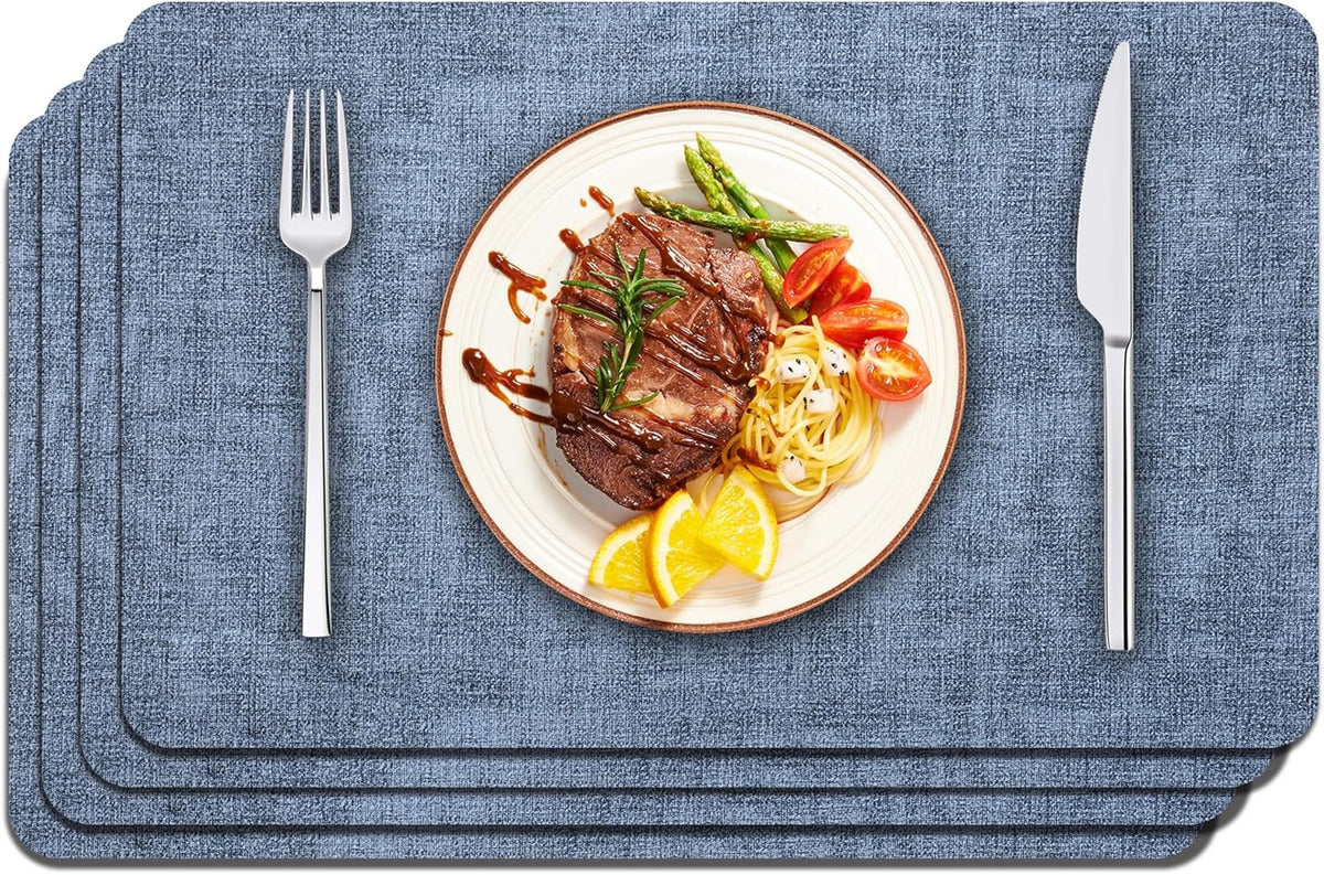 Maxpearl Faux Leather Placemats Set of 4, Waterproof - Wipe Clean - Heat Resistant - Anti Slip