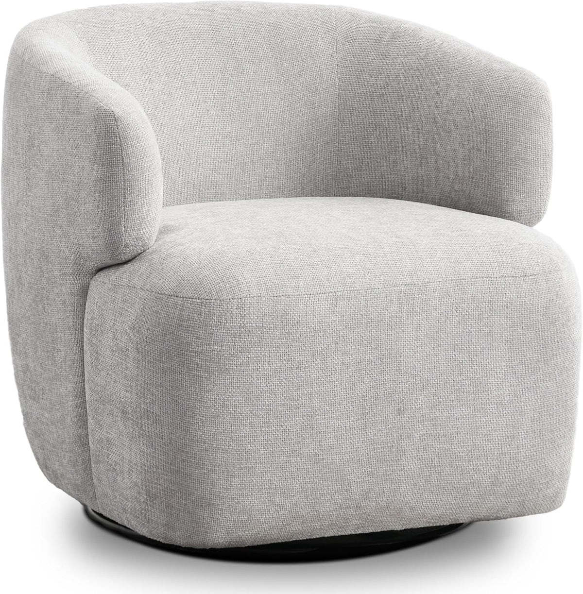 Swivel Accent Chair, Chenille Barrel Chair for Living Room, Cozy Round Boucle Arm Chair, Metal Base