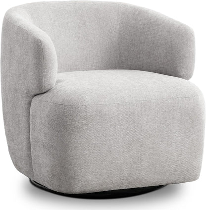 Swivel Accent Chair, Chenille Barrel Chair for Living Room, Cozy Round Boucle Arm Chair, Metal Base