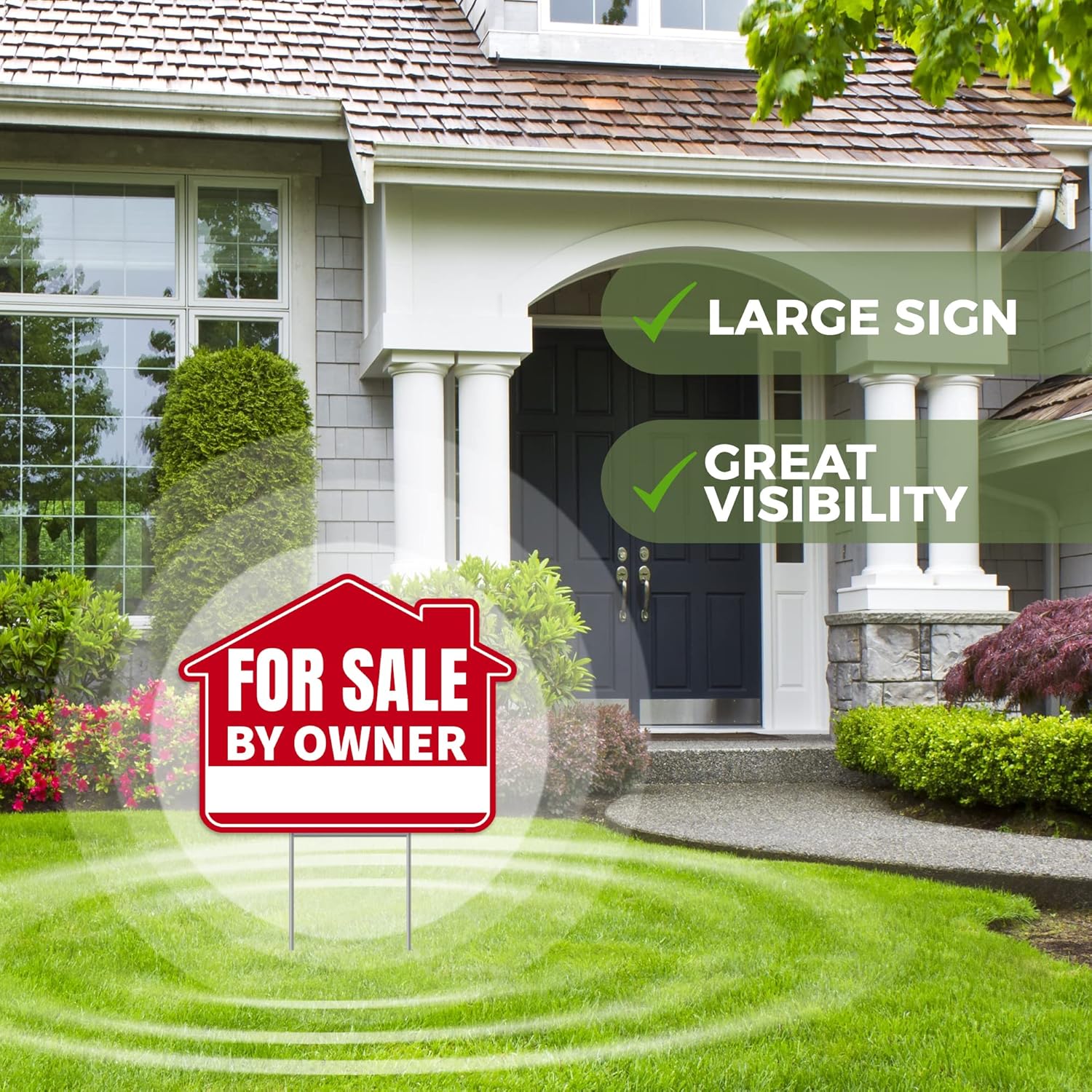 1PC For Sale By Owner Sign with Stakes, 17 Inches by 13 Inches - Double Sided Signs - Corrugated