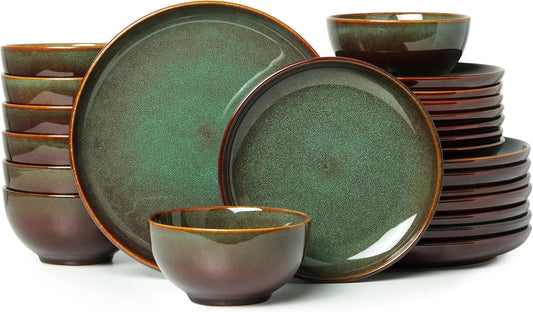 24 Piece Dinnerware Sets for 8, Modern Stoneware Plates and Bowls Setst, Perfect for Family