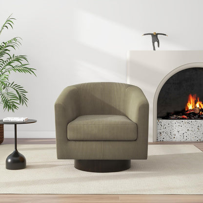 Swivel Barrel Accent Chair, Modern Round Corduroy Fabric Arm Chair for Living Room, Bedroom, Comfy