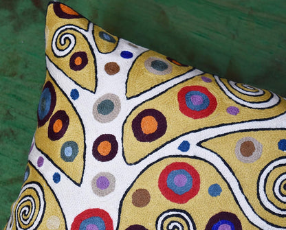 Decorative Pillow Cover Tree of Life Yellow Gold Pillows Botanical Yellows Throw Pillowcase for