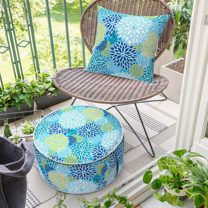 Inflatable Ottoman Stool D21 xH9 for Outdoor/Indoor Use, Water Repellent Patio Foot Rest Stool with