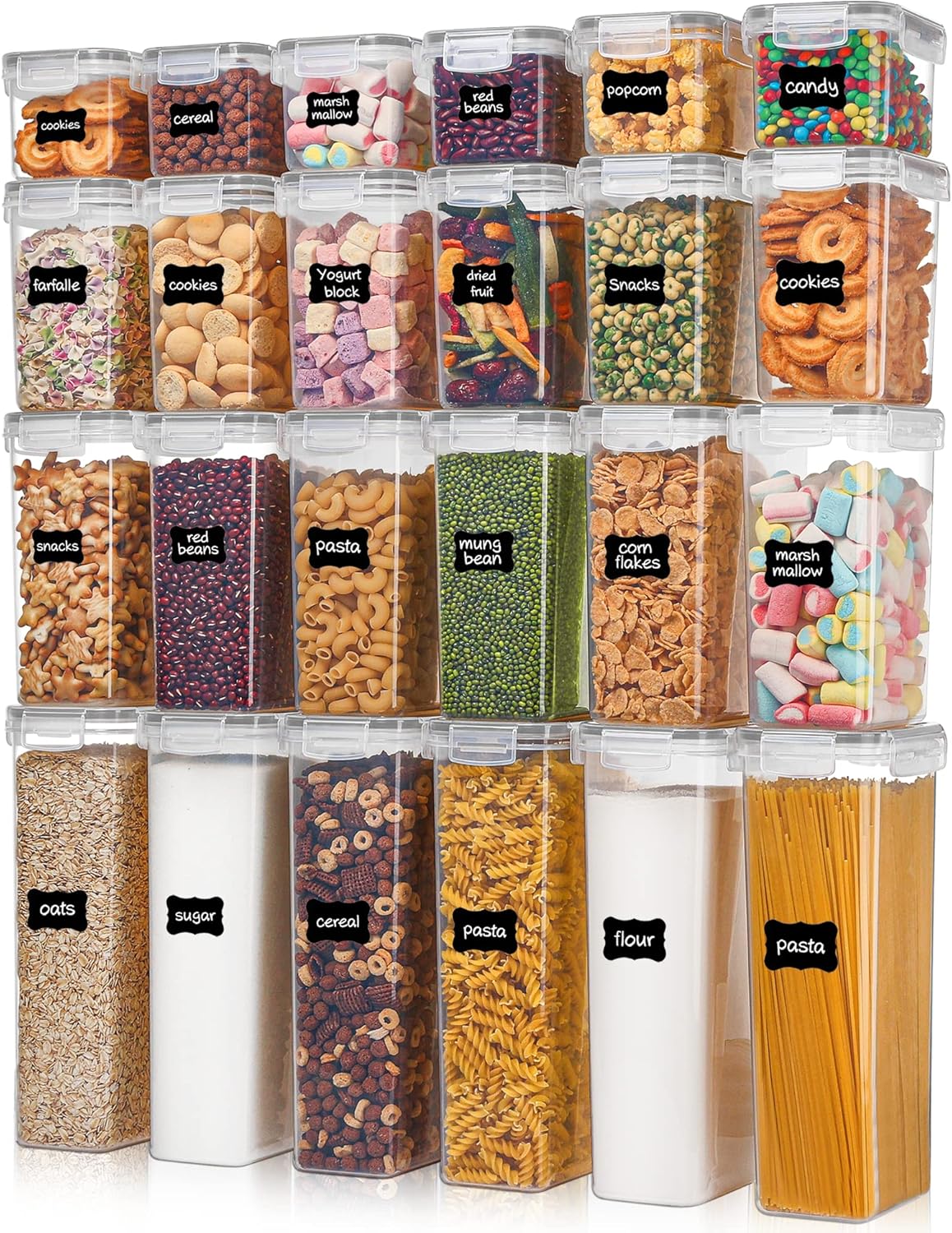 Vtopmart Airtight Food Storage Containers with Lids, 24 pcs Plastic Kitchen and Pantry Organization