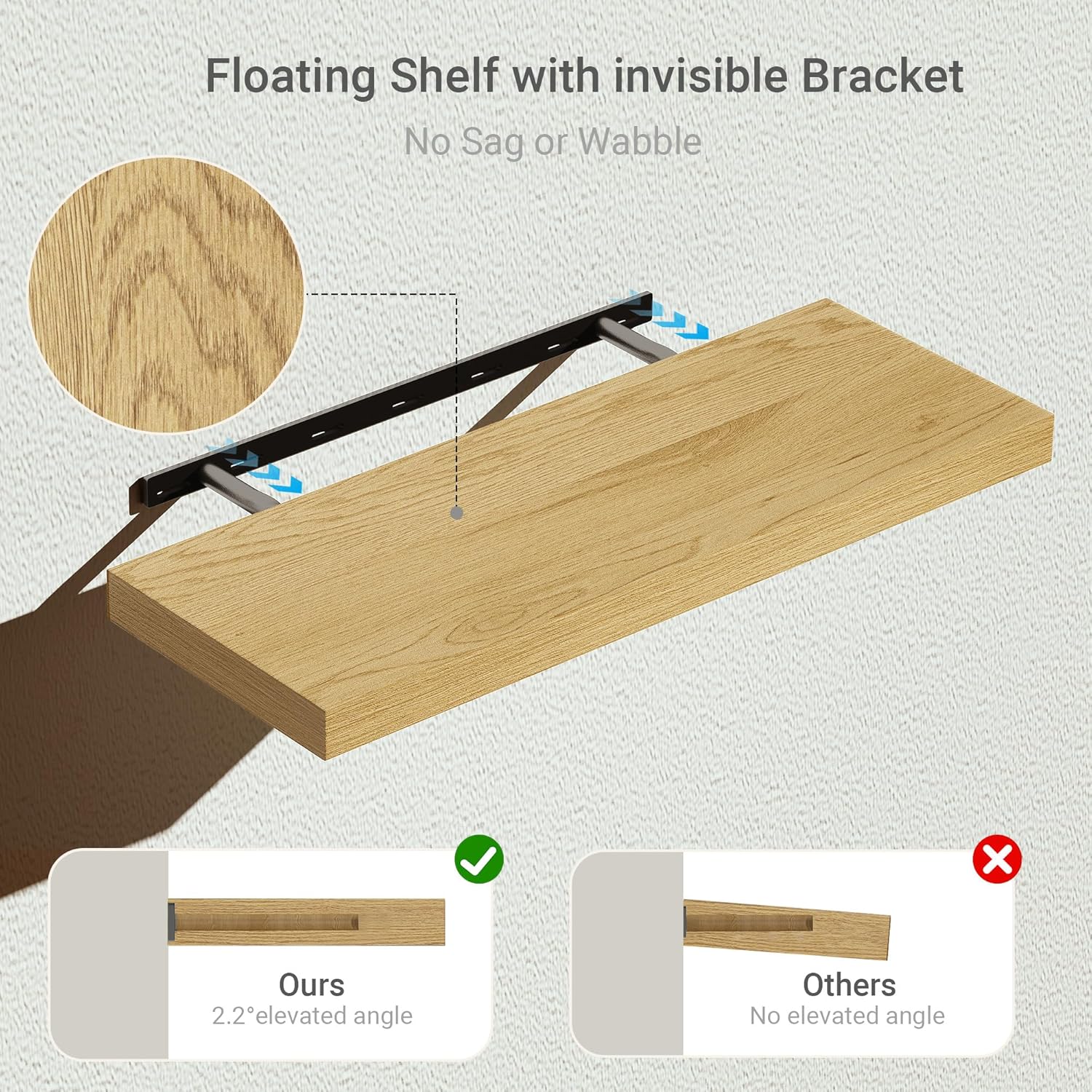 Floating Shelves for Wall 24 inchs Long, 9.2” deep x 1.5” Wall Shelf for Bedroom, Bathroom, Living