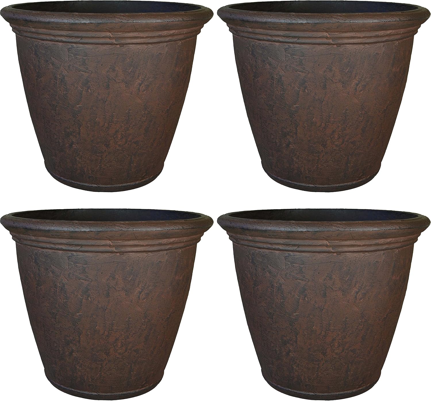 Sunnydaze 15.25-Inch Anjelica Large Plastic Pot for Plants - Outdoor Polyresin Round Planter with