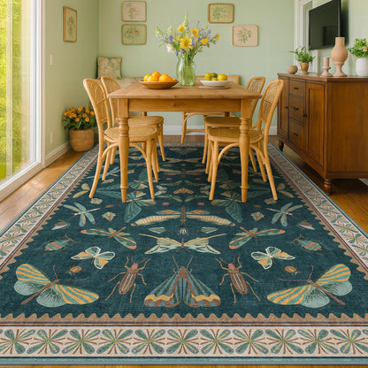 9x12 Large Living Room Rug - Dark Teal Multi Dining Room Rugs for Under Table, Bedroom, Kids Room