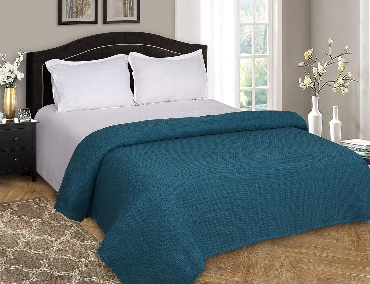 Elvana Home 100% Cotton Bed Blanket, Breathable Bed Blanket Twin Size, Cotton Thermal Blankets