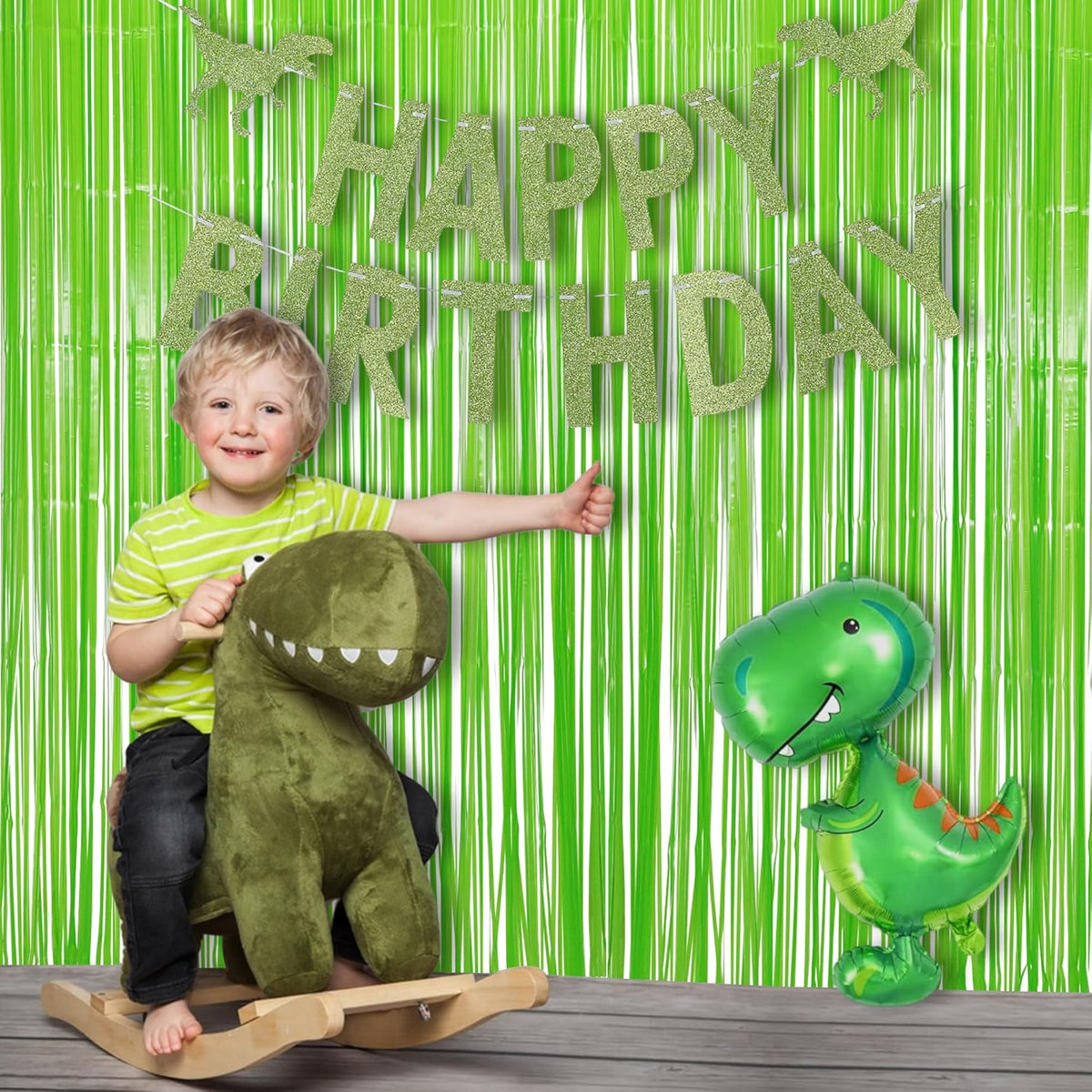 BRAVESHINE Pastel Green Streamers Party Backdrop Decoration - Tinsel Curtain Foil Fringe Backdrop