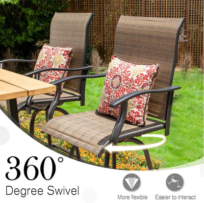 Sophia & William Outdoor Bar Set, Patio Bar Table and Chairs Set, Bar Height Patio Set - 4 x Swivel