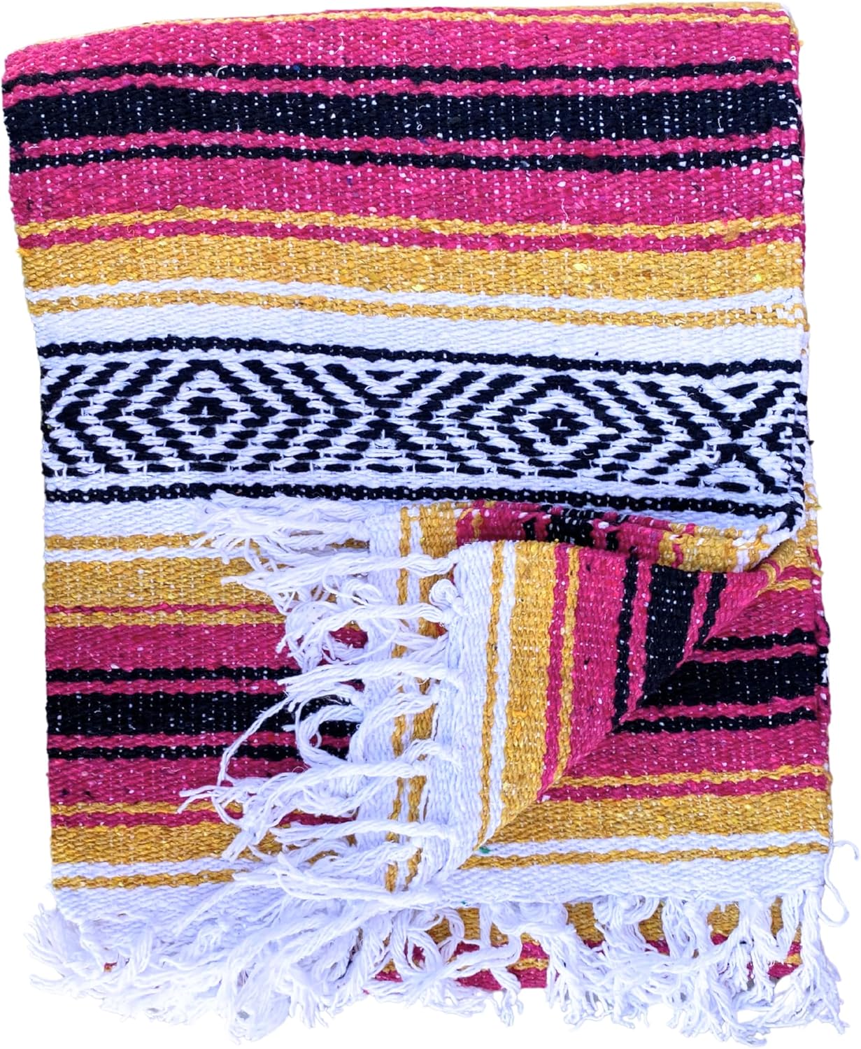 Del Mex Classic Mexican Blanket, Large Authentic Woven Falsa Throw (70"x50"), Artisan Southwest